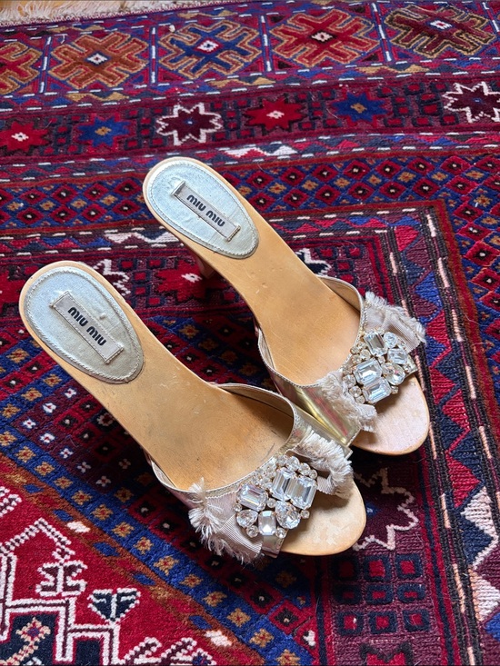 Miu Miu Shoes - Miu Miu | Embellished platform heeled sandals